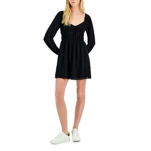 Long sleeve mini black dress